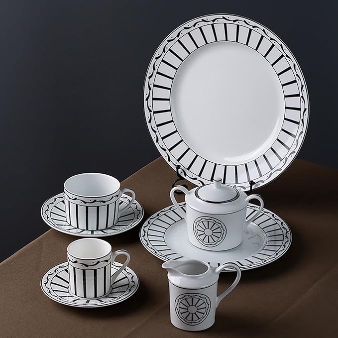 24-piece dinnerware sets dish set for 6 ceramic round plates white dinner plate set plates and cups set for housewarming party dishwasher safe lightweight daily use
