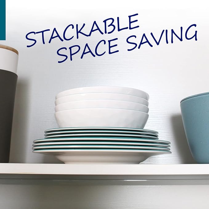Melamine Dinnerware Set for 4-16 Pcs:Camping Dishes Set with Dinner PlatesSalad PlatesBowls and Cups.Lightweight and Unbreakable.Indoor and Outdoor Use.