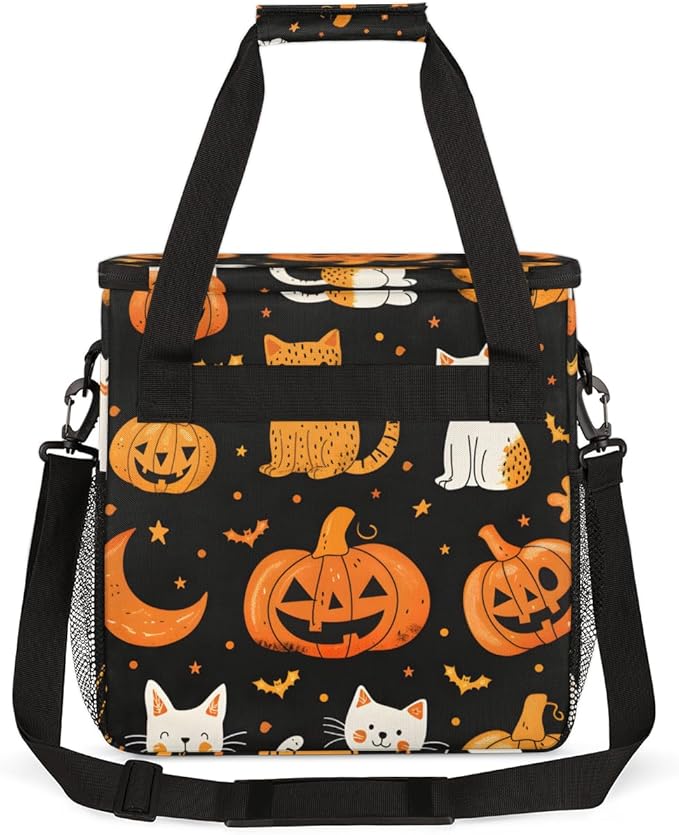 Magical Pumpkin Coffee Maker Carrying Bag Glowing Pumpkin Travel Storage Bag Compatible with K-Mini or K-Mini Plus Single Serve Coffee Brewer Carrying Case with Multiple Pockets &amp Shoulder Strap