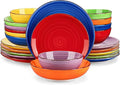 vancasso Bonita Dinnerware Sets 24 Pieces Multicolor Stoneware Dinner Set for 6 Handpainted Spirals Pattern Ceramic Plates and Bowls Sets Kitchen Plate Set