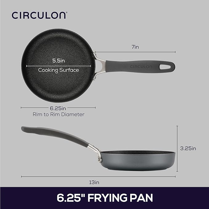Circulon A1 Series with ScratchDefense Technology Nonstick Induction Mini Frying Pan/Skillet Metal Utensil Safe 6.25 Inch Open Fry Pan - Graphite