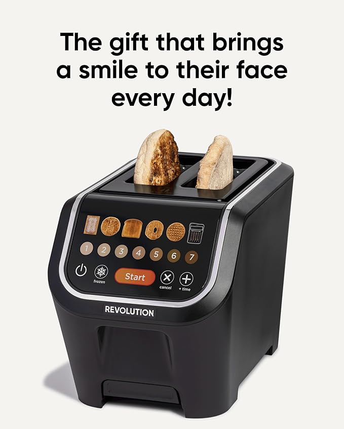 Revolution R90 Digital Toaster – 2-Slice High-Speed Toaster with Patented InstaGLO 2.0 Technology – Toast Bread Bagels Waffles Muffins Tortillas Pastries – Matte Black