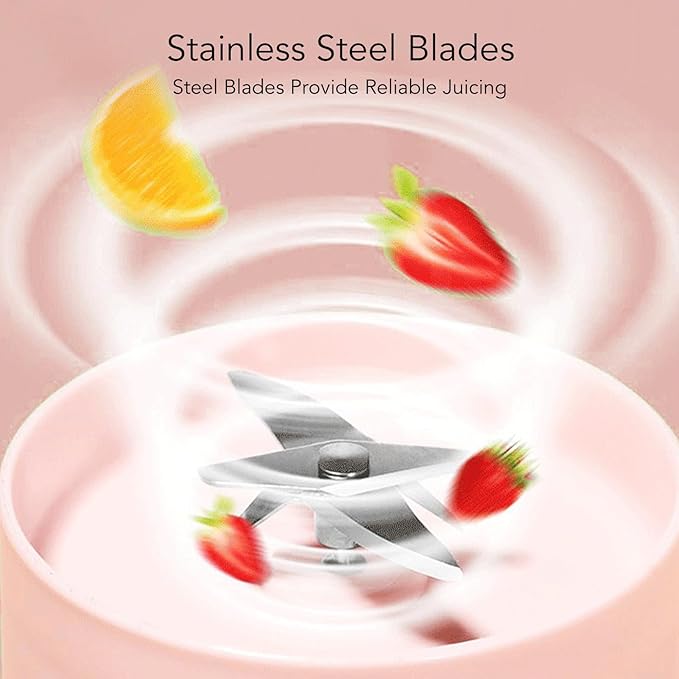 Portable Juice Blender 380ml with Stainless Steel Blades Detachable and USB Rechargeable 1300mAh Battery Perfect for Kitchen Office and Outdoor Use