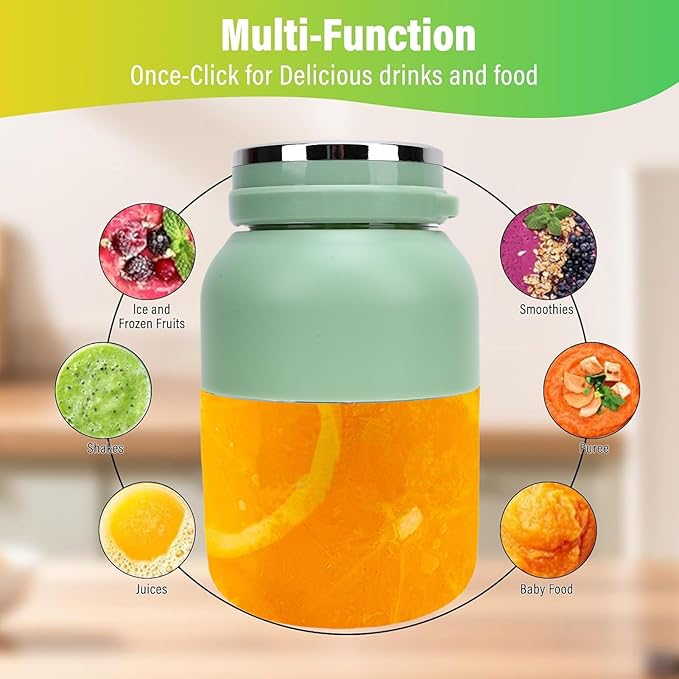 800ml Cordless Portable Blender - Rechargeable Electric Juicer Cup for Shakes &amp Smoothies (with Lid Straw) | Gym/Travel