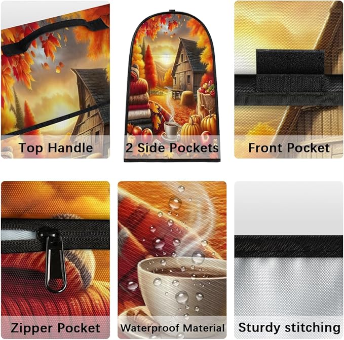 cfpolar Kitchen Aid Mixer Cover Compatible with 6-8 Quarts Fall Pumpkin Farm Coffee Stand Mixer Cover Kitchen Aid Mixers Accessories Appliance Organizer Bag Dust Covers with Zipper Pocket