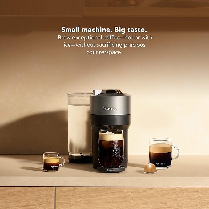 Nespresso Vertuo Pop+ Deluxe Coffee and Espresso Maker by Breville - Titan(Renewed)