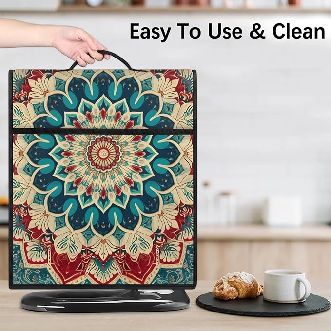 cfpolar Kitchen Aid Mixer Cover Compatible with 6-8 Quarts Ethnic Flower Mandala Stand Mixer Cover Kitchen Aid Mixers Accessories Appliance Organizer Bag Dust Covers with Zipper Pocket