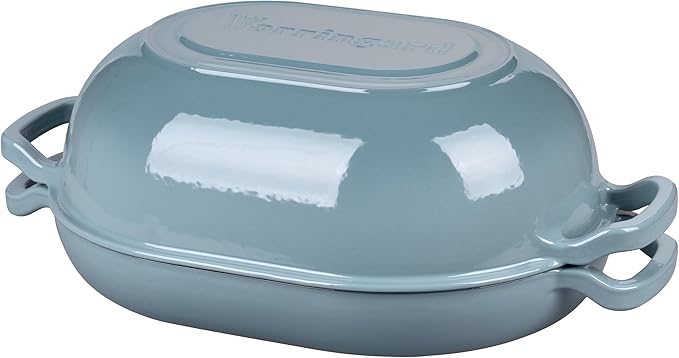 Enameled Cast Iron Sourdough Bread Oven Dutch Oven Loaf Cast Iron Bread Pan for Homemade Bread Baking Meatloaf Pan with Lid 7QT Sea Salt
