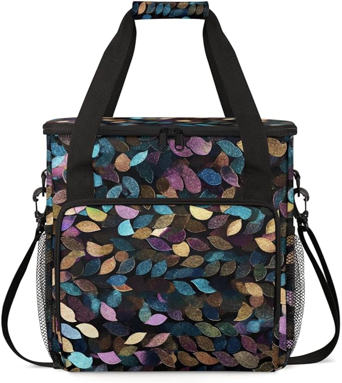 Botanic Feather Coffee Maker Carrying Bag Portable Travel Storage Tote Bag Compatible with K-Mini or K-Mini Plus Single Serve Coffee Brewer Carrying Case with Multiple Pockets &amp Shoulder Strap