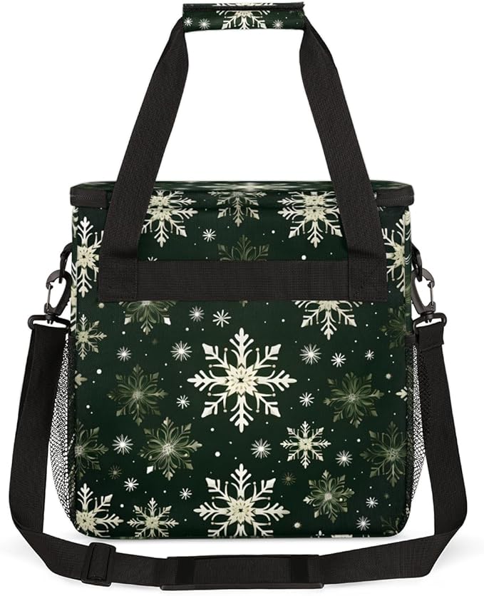 Christmas Snowflake Coffee Maker Carrying Bag Portable Travel Storage Tote Bag Compatible with K-Mini or K-Mini Plus Single Serve Coffee Brewer Carrying Case with Multiple Pockets &amp Shoulder Str