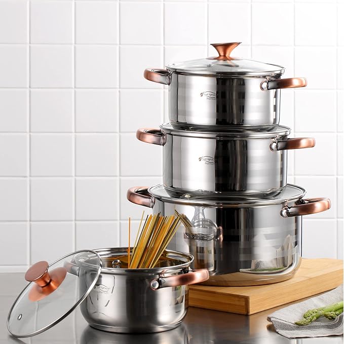 San Ignacio Cookware Stainless Steel 8 Pieces Bateria Copper