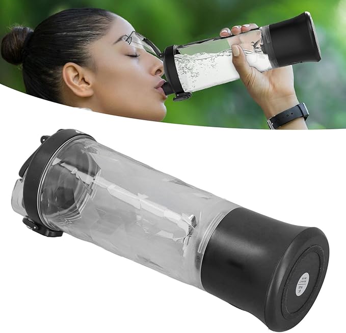 Portable Blender 600ml Cup 18000RPM Speed USB Rechargeable Mini Juicer Cup Electric Fruit Mixer for Travel Black Stainless Steel Blades