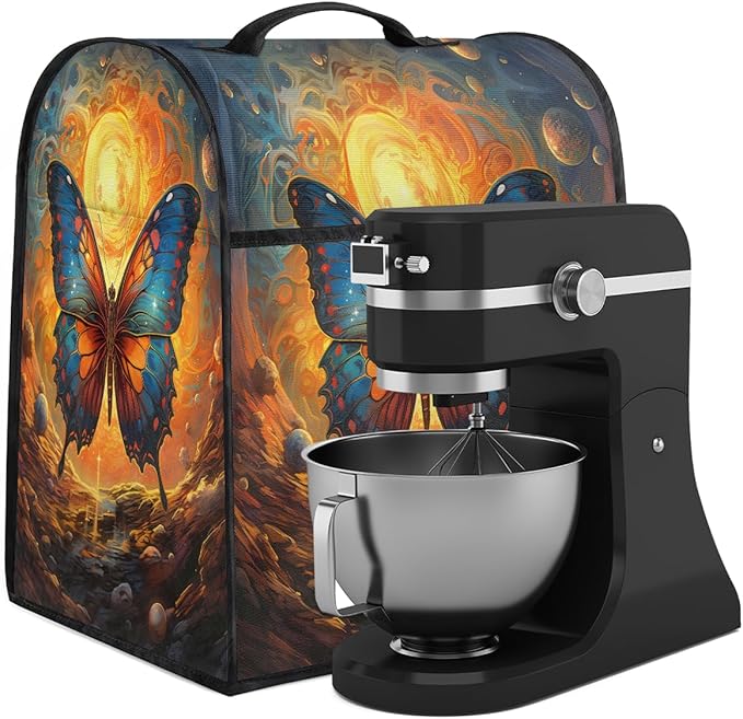 cfpolar Kitchen Aid Mixer Cover Compatible with 6-8 Quarts Butterfly Animal Universe Stand Mixer Cover Kitchen Aid Mixers Accessories Appliance Organizer Bag Dust Covers with Zipper Pocket