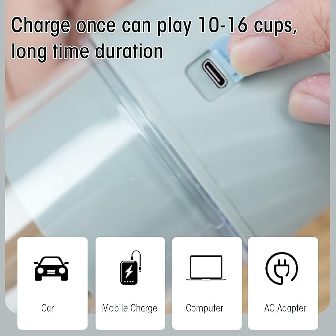 Portable Juicer Multifunctional Blender Efficient Rechargeable Handheld Compact Mobile Single Juicing Cup with 10 Blades for Smoothies Sauces Juices Puree (Green)