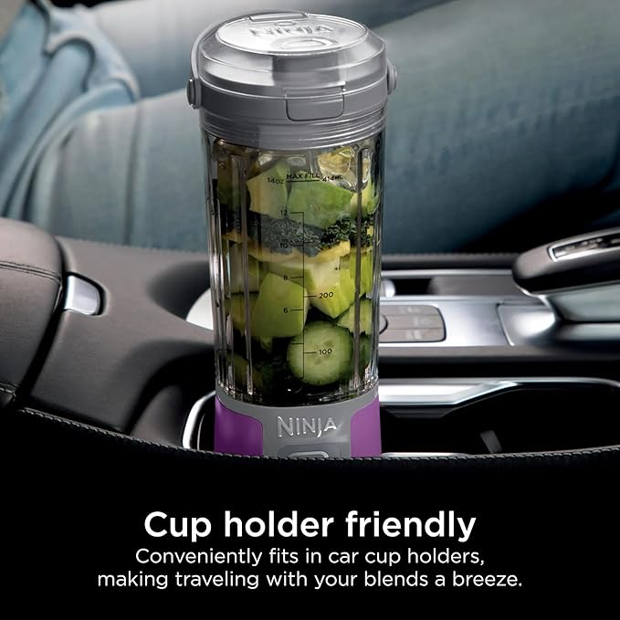 Ninja Blast 16 oz. Personal Portable Blender with Leak Proof Lid and Easy Sip Spout Perfect for Smoothies Cordless USB-C Rechargeable Dishwasher Safe Parts (Renewed) (Passion Fruit Purple)