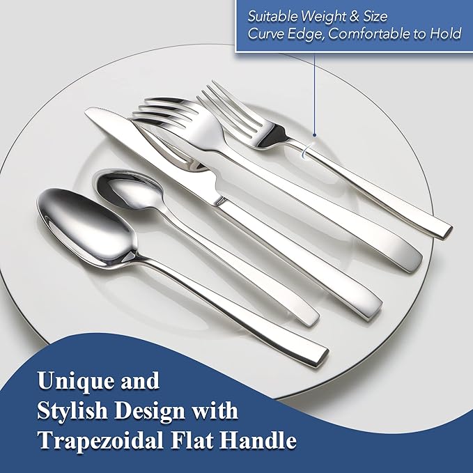 20 Piece Silverware Set for 4 EIUBUIE Premium Stainless Steel Cutlery Set Mirror Polished Flatware Sets Heavy Duty and Solid Modern Kitchen Eating Utensils Sets Include Spoons Forks Knives