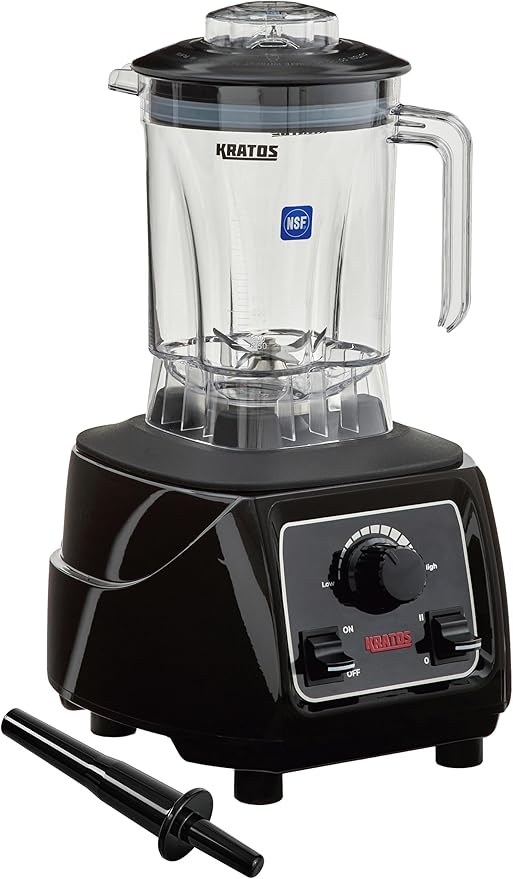 Kratos Commercial 3.5 HP Variable Speed Blender Pulse Feature 48 oz. Jar 120V 1800W NEMA 5-15P Plug Black Countertop Professional Blender (29B-006)