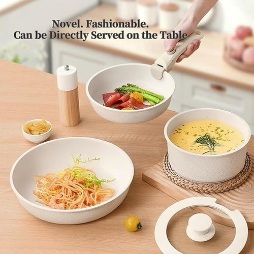 12pcs of Healthy Ceramic Cookware SetInduction Kitchen Cooking Sets with Detachable HandlePots and Pans Set Non StickNon Toxic Cookware Set RV Camping Stackable Pots Kitchen SetPFAS/PFOA Free