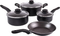 7 Piece Aluminum Cookware Set Non-Stick Pots and Pans Black