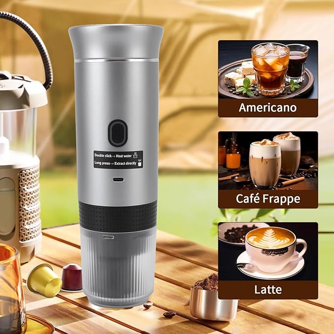 Portable Electric Coffee Maker 72W Automatic Heating Travel Coffee Machine 120ml Capacity Electric Coffee Machine for Camping Hiking Office Home