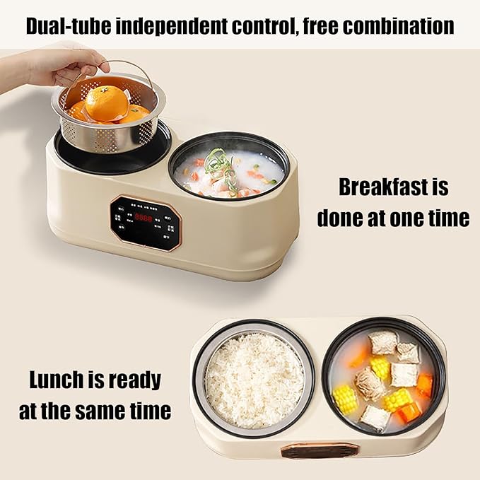 3.4L Double Spelling Rice Cooker Electric Multi-functional Double-liner Hotpot Pot Comes with 1 Steamer Keep Warm