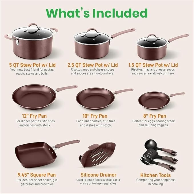 Kitchenware Pots &amp Pans Set Basic Kitchen Cookware Non-Stick (20-Piece Set)
