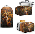 Sunflower Cat 4 Slice Toaster CoverBread Toaster Oven Dust Cover Kitchen Bakeware Protector Blender Cover Slow Cooker Cover Anti Fingerprint Kitchen Decorations (Orange)