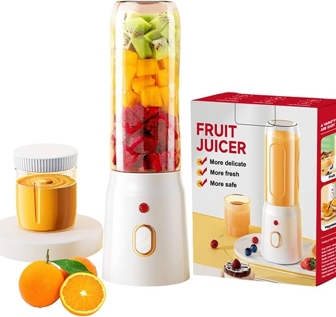 450ml Portable Electric JuicerUSB-Powered Electric Fruits Juicer for Juice Smoothies Shakes - Rechargeable Cordless Design Easy-Clean with Travel Lid