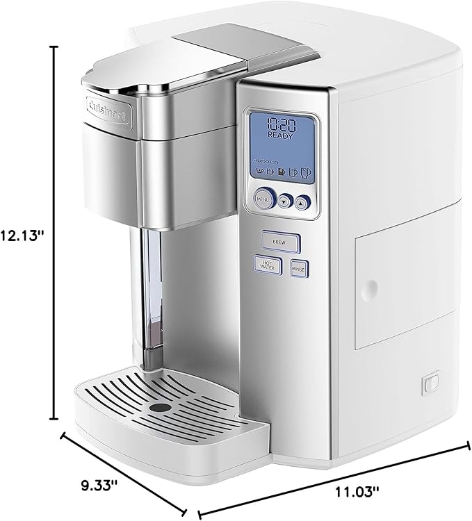 Cuisinart Coffee Maker Single Serve 72-Ounce Reservoir Coffee Machine Programmable Brewing &amp Hot Water Dispenser Stainless Steel White