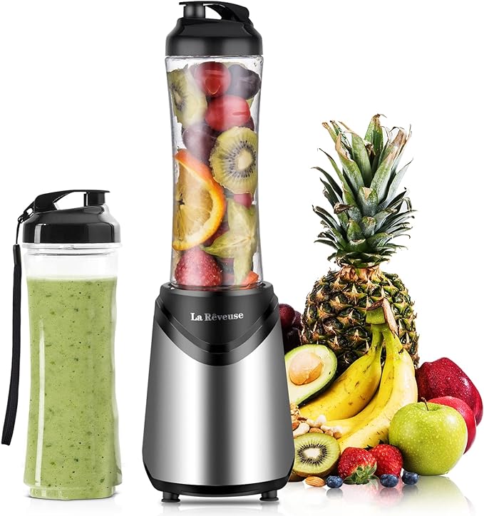 La Reveuse 300W Personal Size Blender (Silver) + La Reveuse 2-Cup Mini Food Chopper (White)