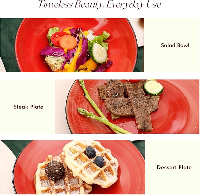 Stoneware Sonoma 56pc Dinnerware Set Black + Speckled Spin Wash Red