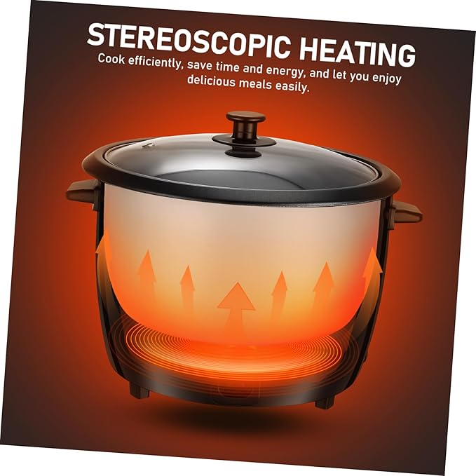 Lurrose Electric Rice Cooker with Clear Lid Portable Household Stew Pot for Rice Porridge Soup and Steamer US Plug Small Appliance for Easy One-button Cooking