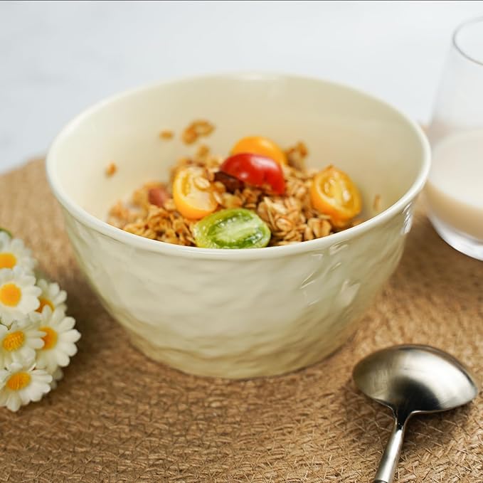 Plates and Bowls Sets 12 Pieces Ceramic Dinnerware Sets Highly Chip and Crack Resistant Service for 4 Cream