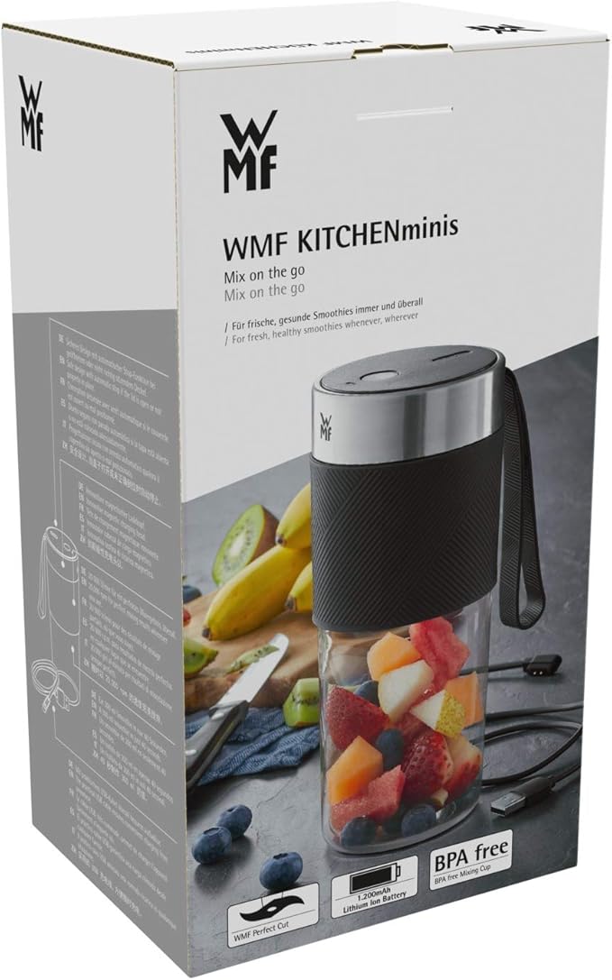 WMF Cromargan 300 ml Portable USB Rechargeable Mini Mixer Smoothie Maker