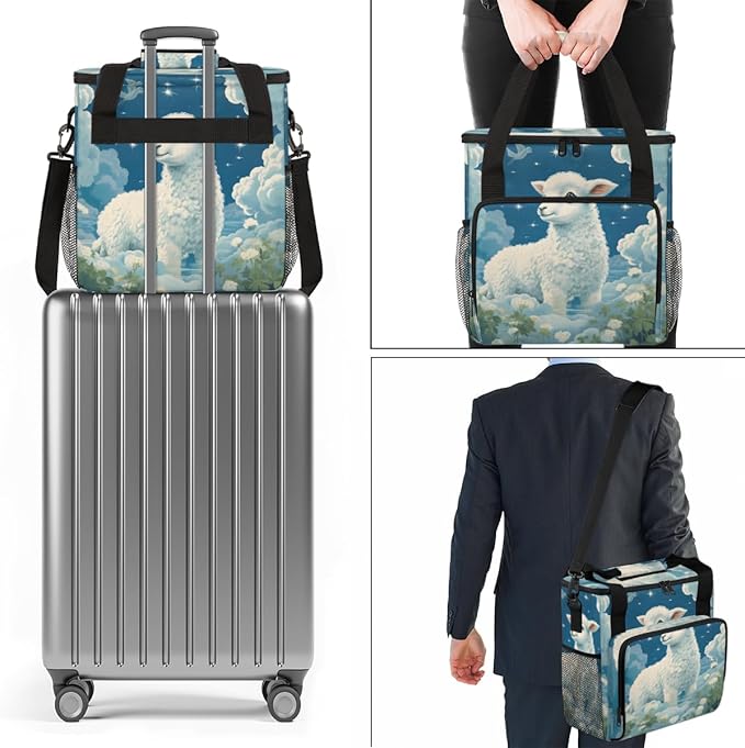 Cloud Sheep Coffee Maker Carrying Bag Cartoon Sheep Travel Storage Bag Compatible with K-Mini or K-Mini Plus Single Serve Coffee Brewer Carrying Case with Multiple Pockets &amp Shoulder Strap