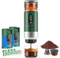 Portable Coffee Maker with Removeable Battery 20 bar Mini Travel Coffee maker Expresso Machine with USB-C3-in-1 Car Coffee Maker Self-Heating Ground Coffee &amp Capsule(Ns&ampDG)