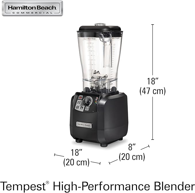 Hamilton Beach Commercial Tempest High-Performance Blender 64 Ounce / 1.8 Liter Capacity 3 HP Motor NSF Certified HBH650R