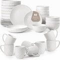 40-Piece Ceramic Dinnerware Set with Pasta Bowls &amp Mugs Service for 8 – Complete Dining Set for Entertaining Scratch-Resistant &amp Long-Lasting