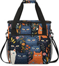 Abstract Cats Coffee Maker Travel Bag for Keurig K-Mini/K-Mini Plus Insulated Waterproof Tote with Pockets for K-Cup Portable Single-Serve Brewer Case