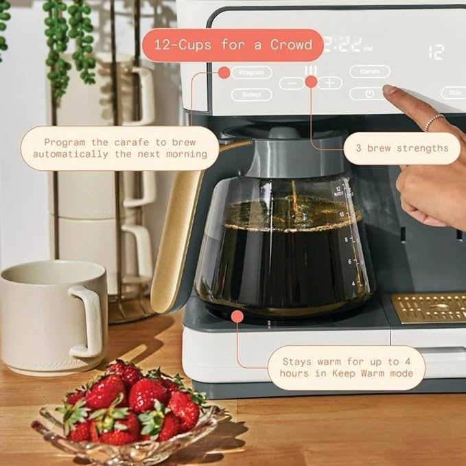 Programmable 12-Cup &amp Single-Serve Multi-Brew Coffee Maker Digital Controls Large Capacity Easy to Use