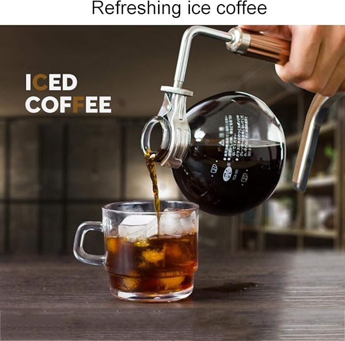 Siphon Coffee MakerTea Siphon Pot Vacuum Coffee Maker GlassCoffee Machine Filter Syphon Siphon Vacuum Coffee Maker 3-5 CupHigh Temperature Resistant Glass3