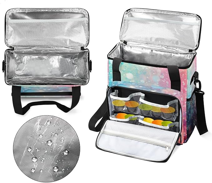 Glitter Coffee Maker Carrying Bag Blue &amp Pink Portable Travel Storage Tote Bag Compatible with K-Mini or K-Mini Plus Single Serve Coffee Brewer Carrying Case with Multiple Pockets &amp Shoulder