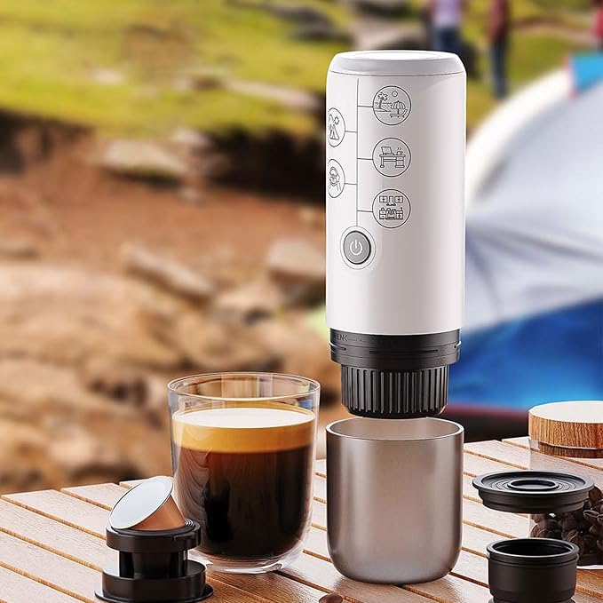 Portable Coffee Maker Automatic 17 Bar Automatic Coffee Maker Workand USB Rechargeable for Travel RV Back Packing and Office Black