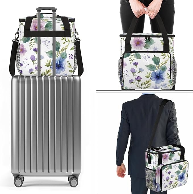Dainty Flower Coffee Maker Carrying Bag Portable Travel Storage Tote Bag Compatible with K-Mini or K-Mini Plus Single Serve Coffee Brewer Carrying Case with Multiple Pockets &amp Shoulder Strap