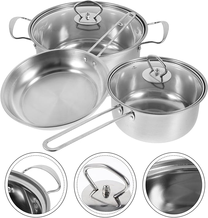 BESPORTBLE Stainless Steel Cookware Set with Thick Bottom Saucepan Frying Pan and Milk Pot Kitchen Cooking Pots Pan Set for Even Heating and Easy Cleaning