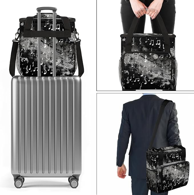 Beat Notes Coffee Maker Carrying Bag Active Music Symbol Travel Storage Bag Compatible with K-Mini or K-Mini Plus Single Serve Coffee Brewer Carrying Case with Multiple Pockets &amp Shoulder Strap