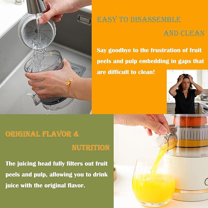 Portable Juicer Blender Electric Fruit Juicer with 4.3in Wide Mouth 90% High Juice Yield Electric Fruit Juicers600ml Rechargeable for Travel &amp Office(Blue)