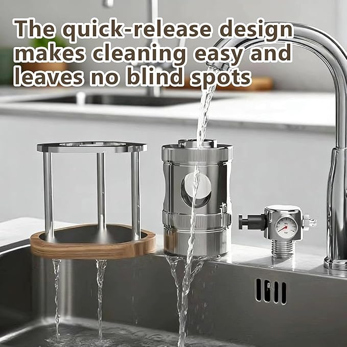 Portable Pneumatic Espresso Maker Manual Air Pressure Coffee Maker Stainless Steel 16Bar Fast Extraction Compact Design with Pressure Gauge for Home Camping