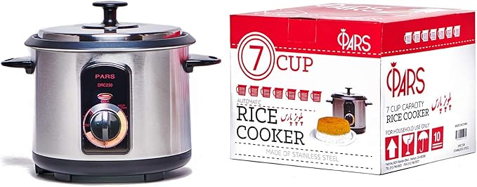 Pars Automatic Persian Rice Cooker - Tahdig Rice Maker Perfect Rice Crust 7 Cup