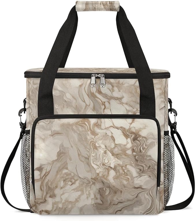 Marble Print Retro Coffee Maker Travel Bag for K-Mini or K-Mini Plus Single Serve Coffee Brewer Portable Storage Tote Case for Tarvel